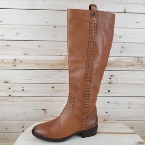 Sam Edelman PRINA 5 M Leather Studded Knee High Riding Boots Side Zip Biker NEW